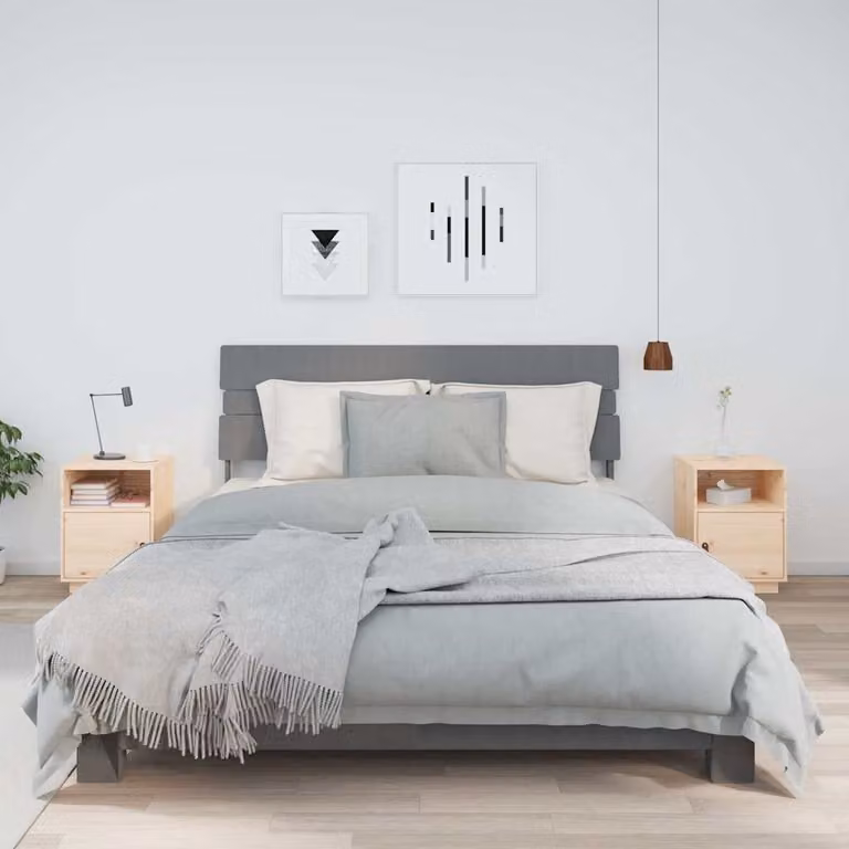 Set di 2 comodini vidaXL in legno massello di pino non trattato, L 40 cm x P 34 cm x H 55 cm