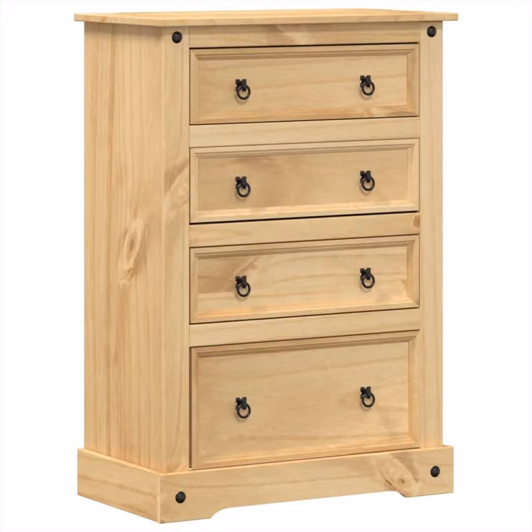 Cassettiera 80x43x114 cm in Legno Massello di Pino