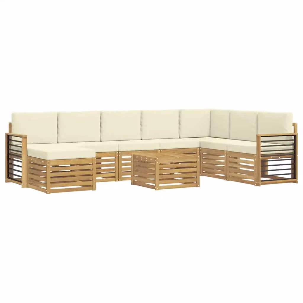 Set di divani ad angolo vidaXL in legno di acacia massello con cuscini beige per giardino e terrazzo – 2