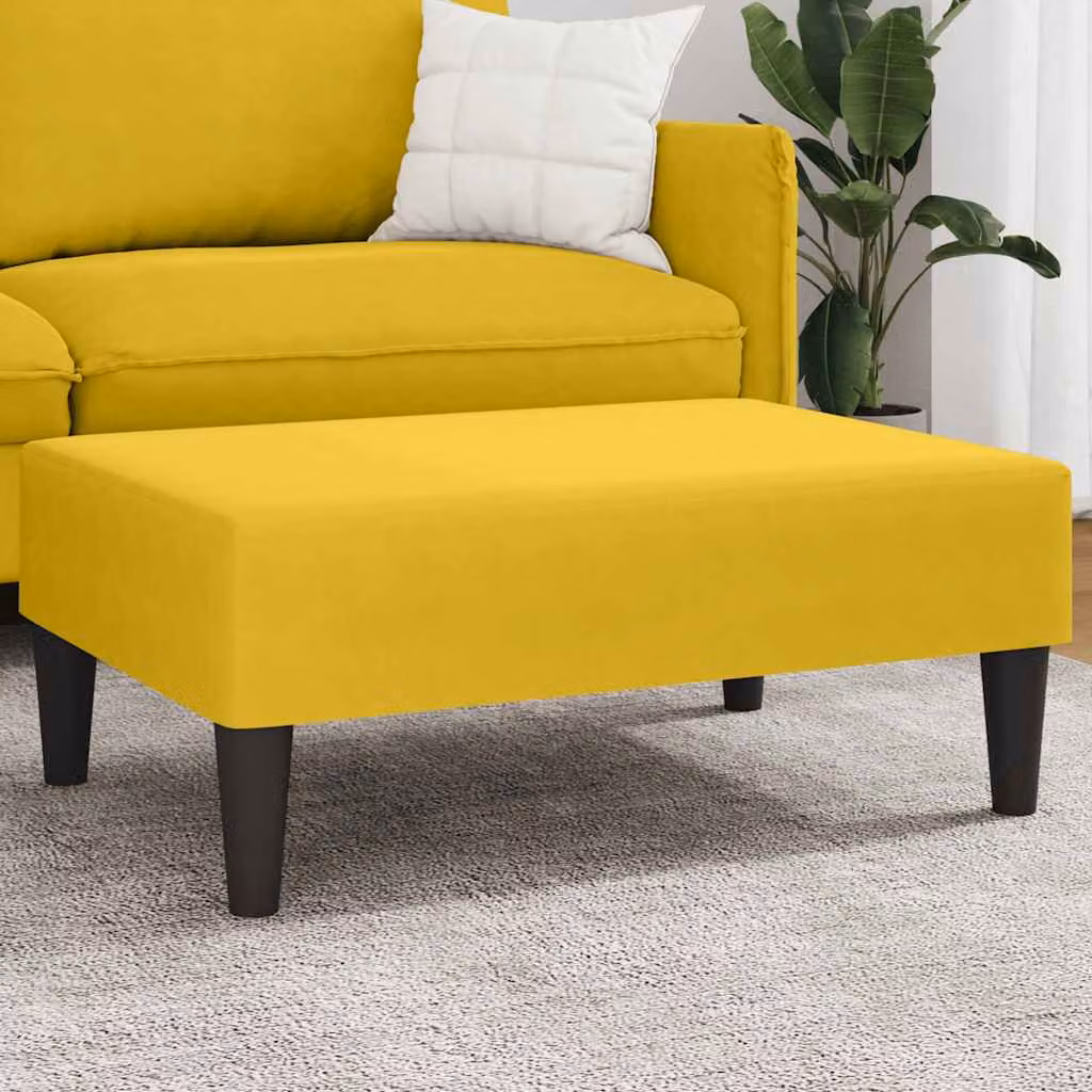 Poggiapiedi vidaXL in velluto giallo, design moderno per il tuo soggiorno, L 77 cm x P 55 cm x H 31 cm