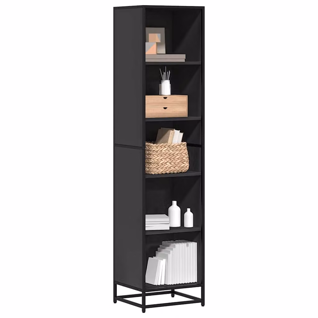Libreria stile industrial vidaXL in legno e metallo nera, L 40 cm, P 35 cm, H 170,5 cm