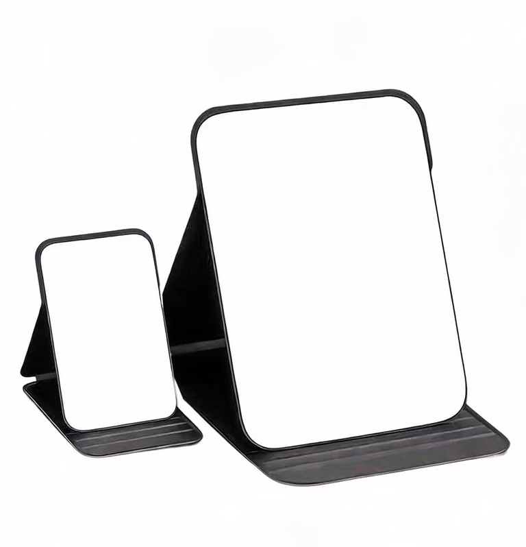 Specchio da trucco pieghevole, regolabile, dimensioni 20x15 cm, colore nero