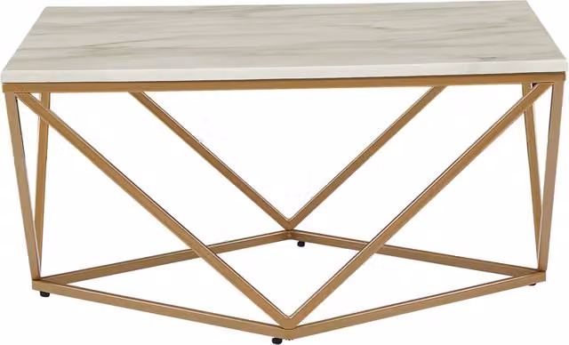 Tavolino da caffè moderno BELIANI con piano beige e gambe oro, L/P/H: 80 x 80 x 41 cm