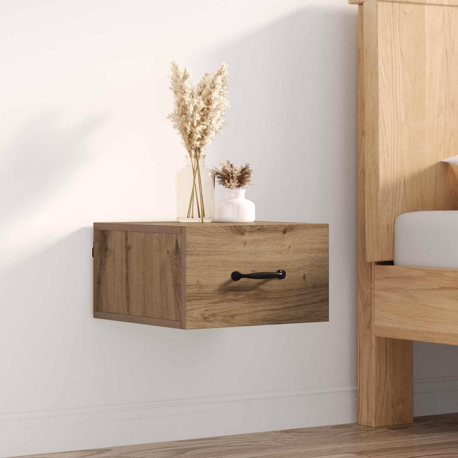 Armadio da Notte vidaXL in Legno Rovere Marrone con Design Minimalista L 35 cm x P 35 cm x H 20 cm