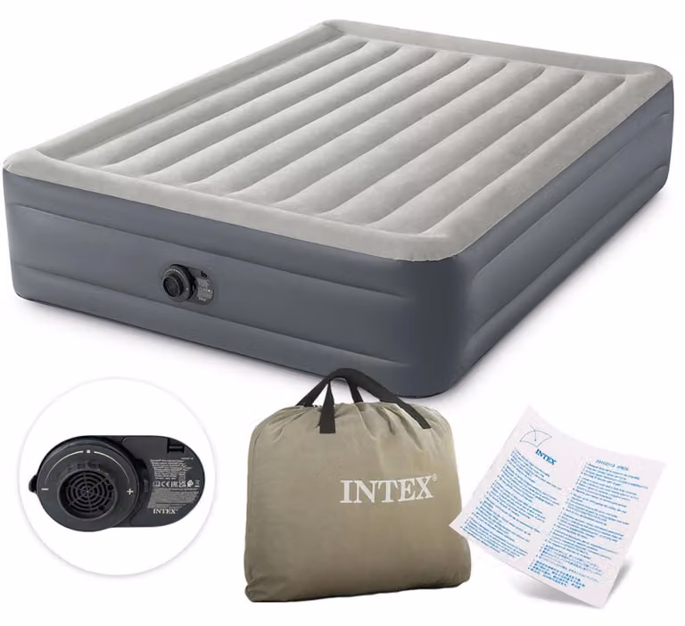Materassino gonfiabile grande, dimensioni 203x152 cm, con pompa integrata, marca INTEX, modello 64126ND