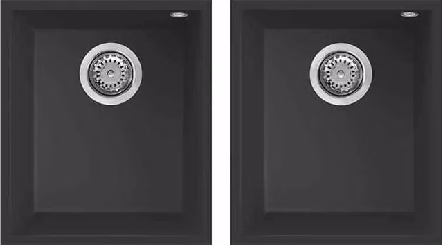 Lavello Elleci Incasso 2 vasche 38x44 Quadra 200 Sottotop Granitek Nero LGQ20040BSO