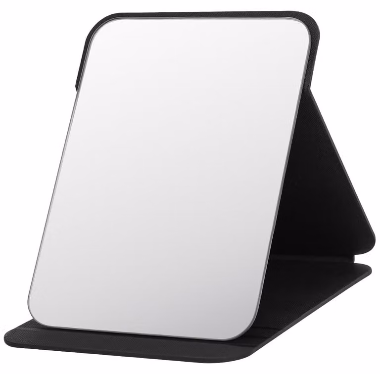 TRANKIELO® - Specchio da trucco portatile – Pieghevole, realizzato in Poliuretanodi alta qualità, ultra-sottile e leggero, dimensioni 22 x 19 cm