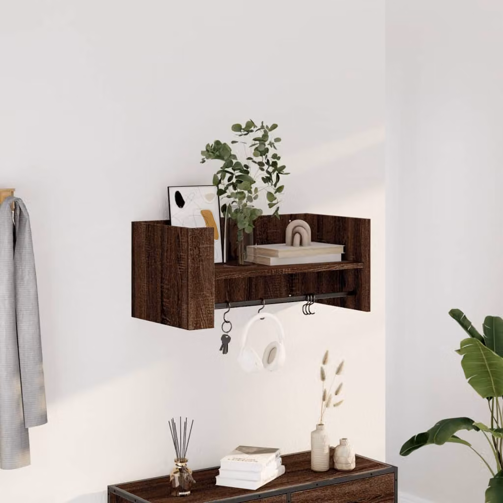 vidaXL Mensola a Muro Moderna in Legno Rovere Marrone L: 70,5 cm, P: 35 cm, H: 30,5 cm