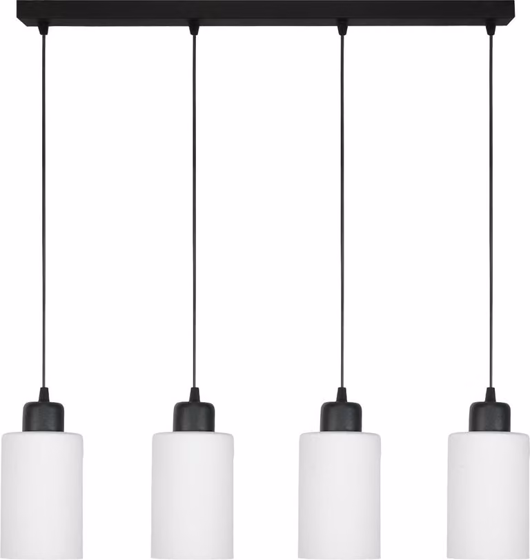 Lampadario A Sospensione Nero, Paralume In Vetro Bianco Loyd Bianco 15-061
