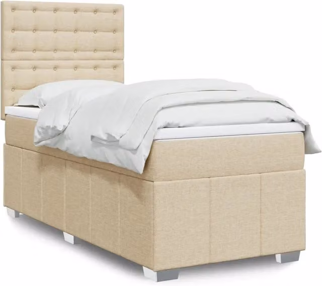 Giroletto a Molle con Materasso Crema 100x200 cm in Tessuto 3291598