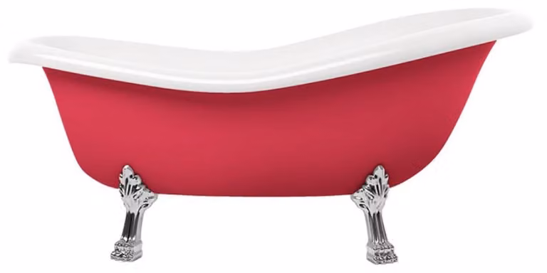 Casa Padrino Vasca da bagno Art Nouveau rosso / bianco / argento 168 cm - Vasca da bagno freestanding in stile retrò