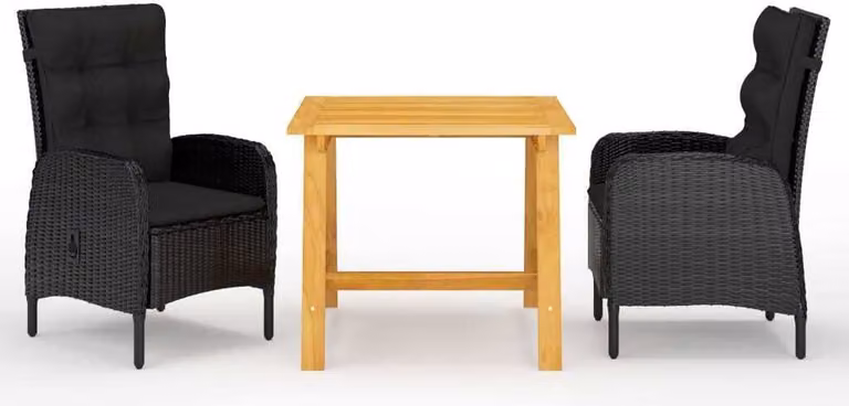 Maison Exclusive - Set da pranzo da giardino 3 pezzi nero
