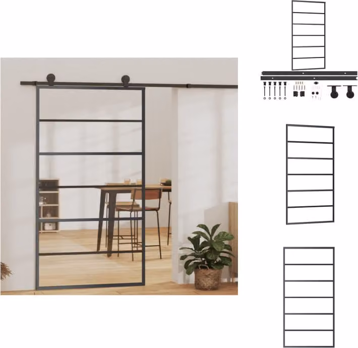 vidaXL Porta scorrevole con raccordo ESG in vetro e alluminio 102x205 cm - Porte
