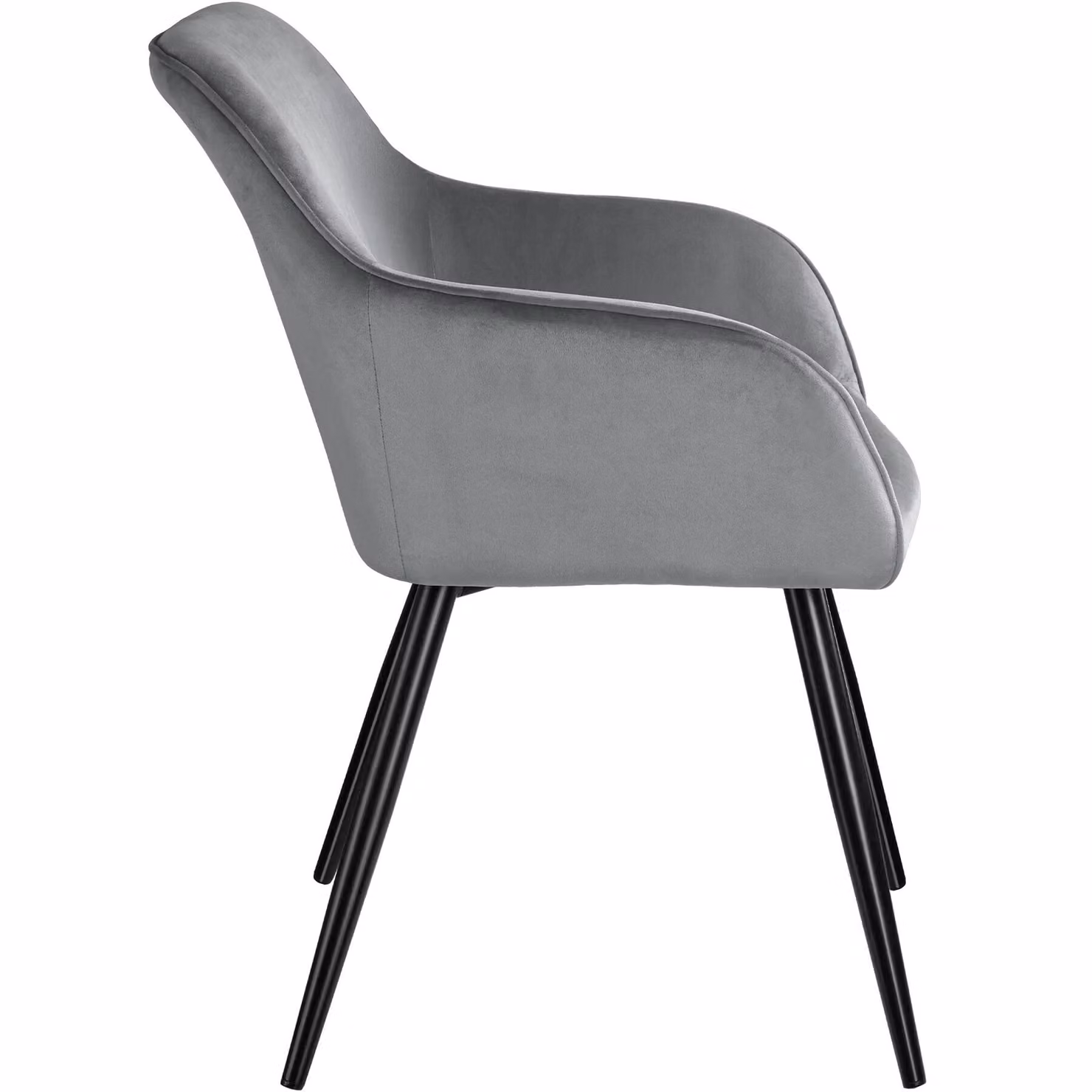 Set di 6 sedie moderni tectake in velluto grigio con gambe nere in metallo – 2