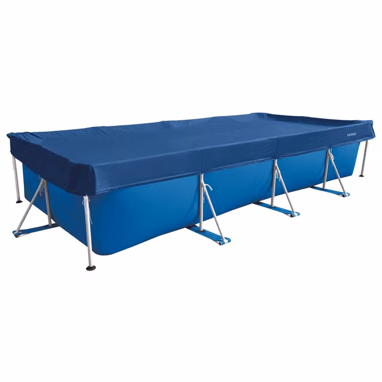 Copertura per piscina rettangolare Intex in PVC e PET blu e grigio L: 450 cm, P: 220 cm