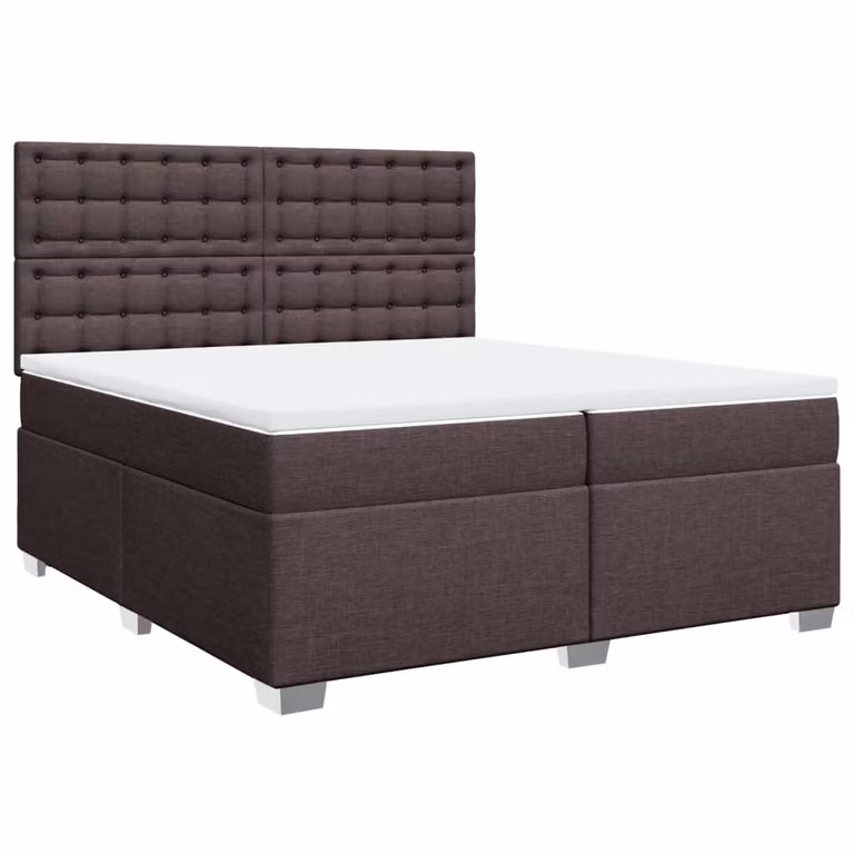 Giroletto a Molle con Materasso Marrone Scuro 200x200cm Tessuto