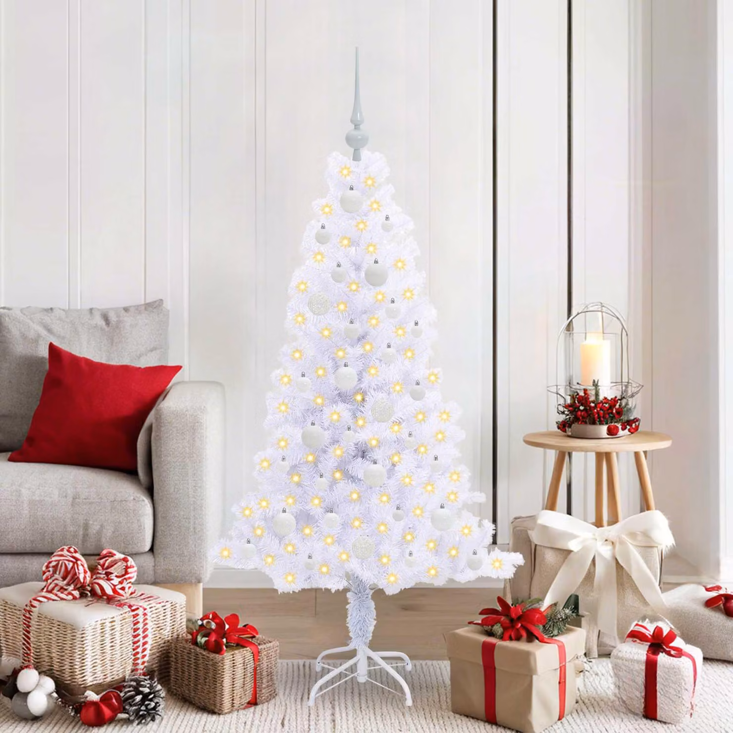 Maison Exclusive - Albero di Natale artificiale bianco, 150 cm, in PVC e acciaio