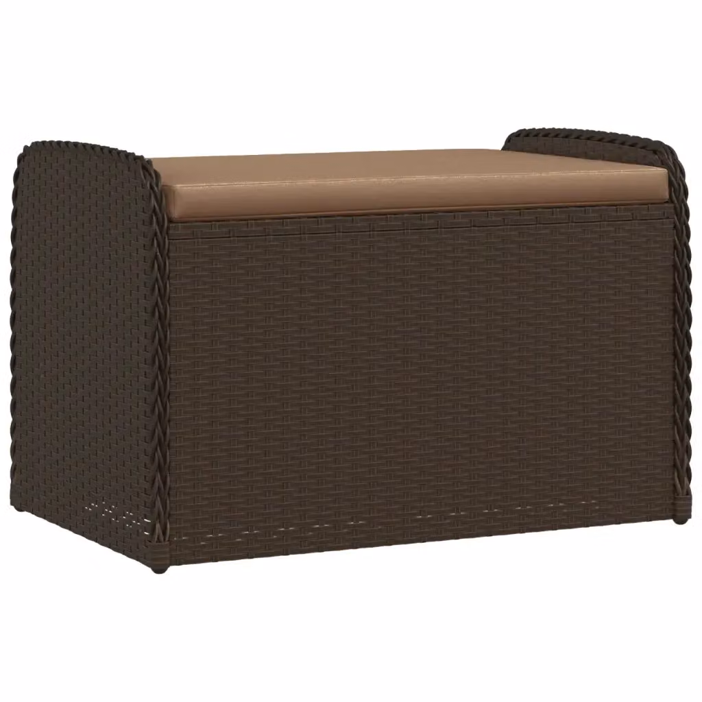 Cassapanca con cuscino vidaXL in polyrattan marrone L: 80 cm, P: 51 cm, H: 52 cm – 2