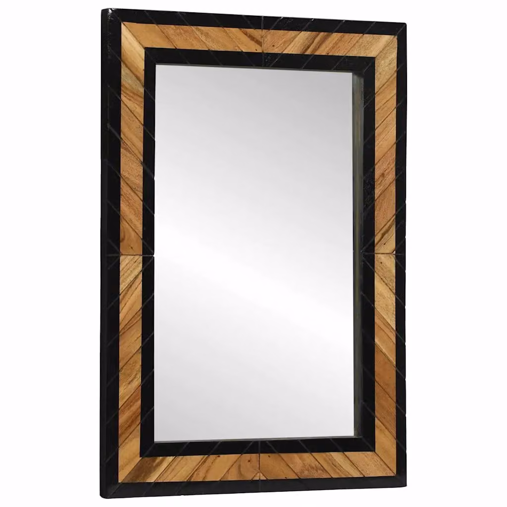 Specchio da parete rettangolare vidaXL in stile rustico nero e marrone L: 70 cm, H: 70 cm, P: 2 cm