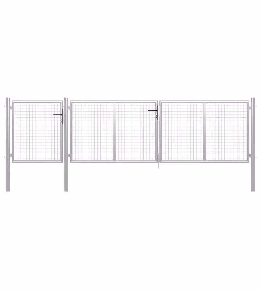 Cancello per Giardino in Acciaio 400x100cm Argento