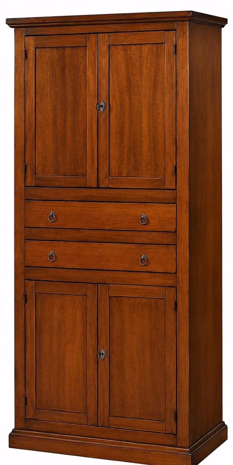 Armadio dispensa in legno di pino stile arte povera con 4 ante e ripiani interni Mobili 2G colore noce L: 80 cm, P: 40 cm, H: 170 cm – 1