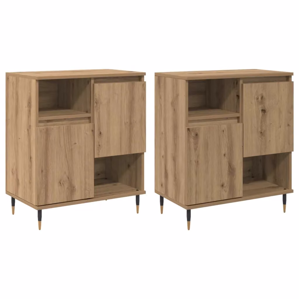 Set di 2 credenze moderne vidaXL in rovere color marrone con finitura opaca – 2