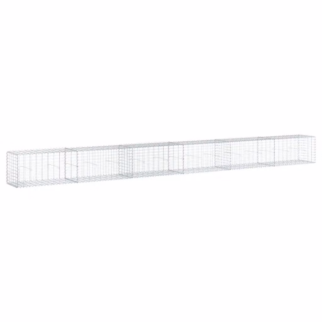 vidaXL Cesto Gabbione con Copertura in Ferro Zincato Argento L: 600 cm, P: 50 cm, H: 50 cm – 2
