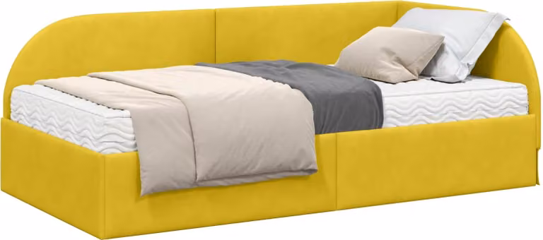 Struttura Letto Angolare con Materasso 2 pcs Giallo Velluto