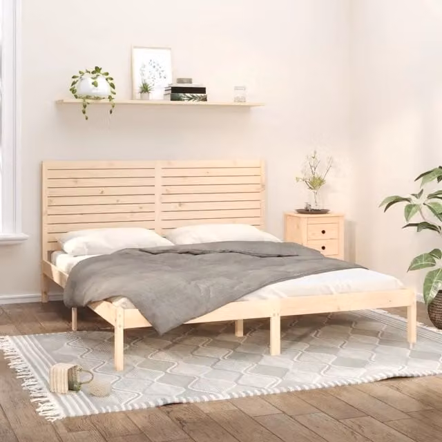 Giroletto Super King in Legno di Pino Massello Rustico vidaXL L/P: 180 x 200 cm