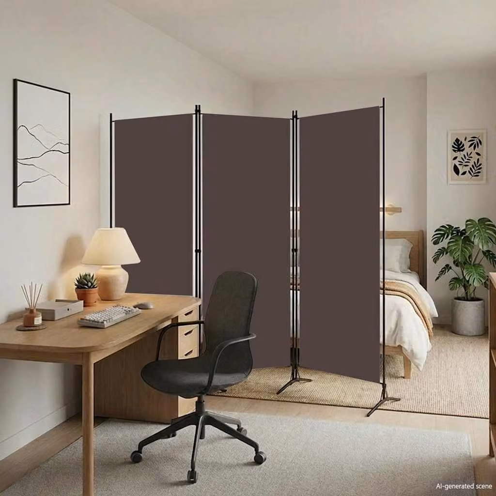 vidaXL Paravento a 3 Pannelli Marrone L: 260 cm, H: 180 cm – 1