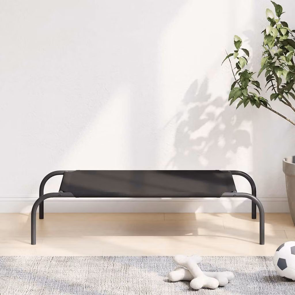 Cuccia per cani rialzata vidaXL nera in tela Oxford e acciaio L 90 cm, P 50 cm, H 20 cm