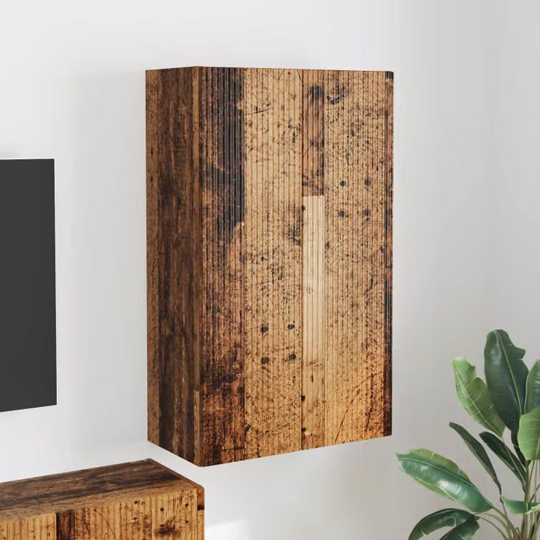Mobile TV da parete vidaXL in legno vecchio marrone, L 59,5 cm x P 31 cm x H 100 cm