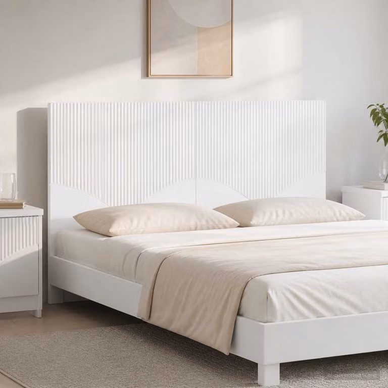 Testiera da muro vidaXL HOORN bianca in legno ingegnerizzato con ripiano integrato