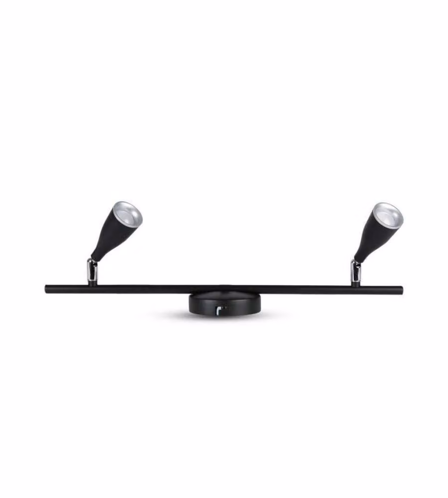 Faretto LED da Muro Doppio 9W con Testa Orientabile Colore Nero 4000K IP20