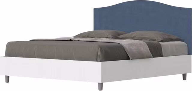 Letto Matrimoniale 160x200 cm struttura bianco frassino testata Grace - Senza rete,Microfibra,Blu