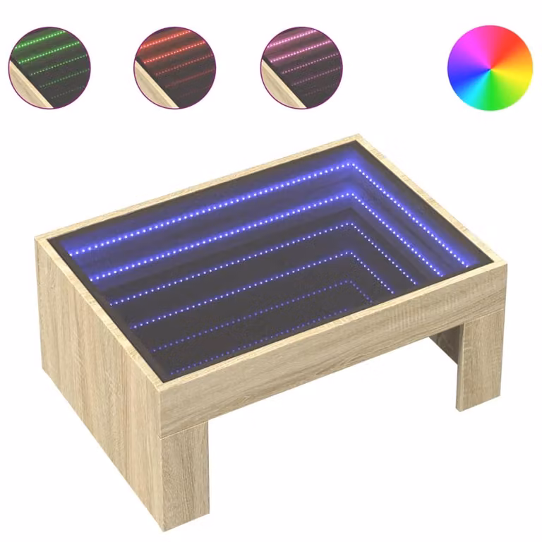 Tavolino da Salotto con LED Infinity Rovere Sonoma 70x50x30 cm