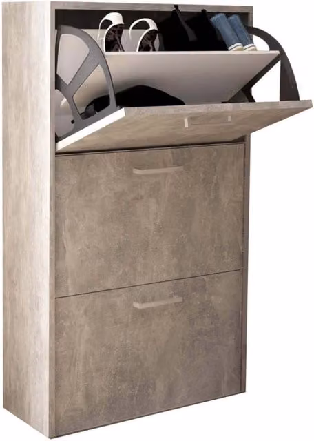 Scarpiera COSMA Molly con 3 ante a ribalta in MDF Grigio opaco L: 59 cm, P: 25 cm, H: 105 cm – 1