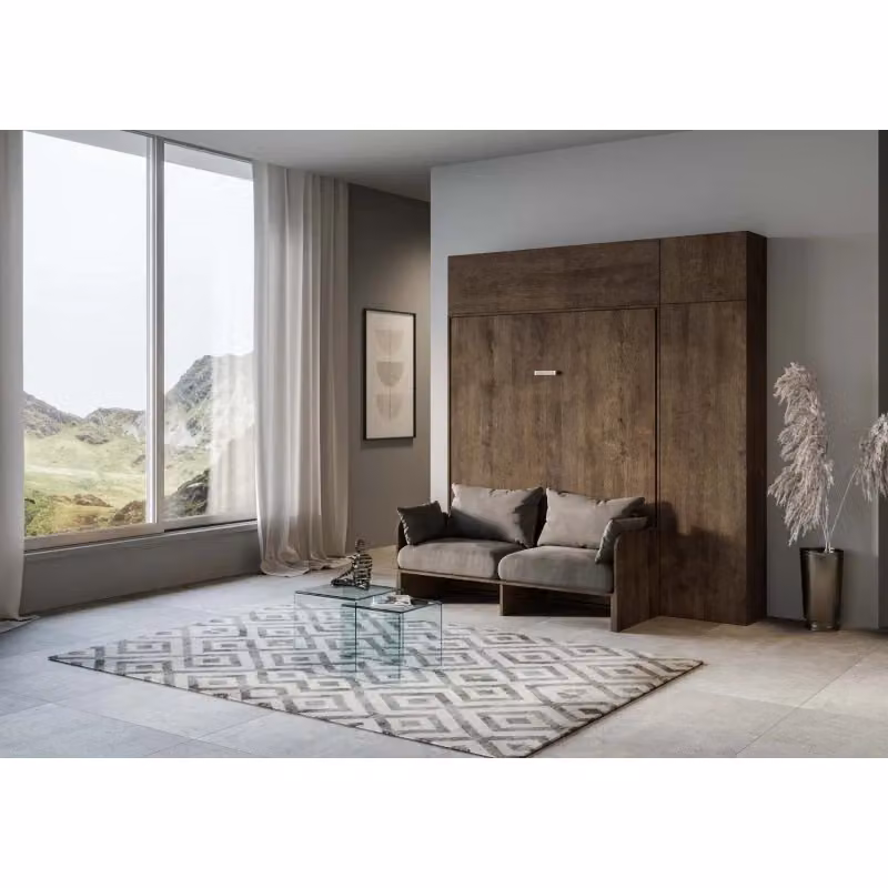 Letto a scomparsa verticale Itamoby Alessia 20 con colonna e pensili, colore noce e bianco, misura 160x200 cm – 2
