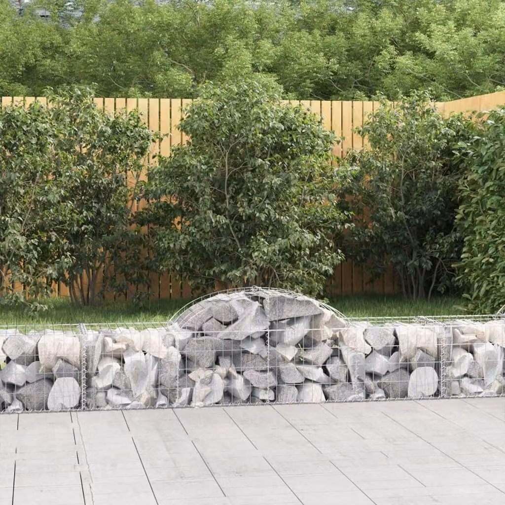 Set di 12 cesti gabbioni ad arco vidaXL in acciaio zincato grigio, L 200 cm x P 50 cm x H 40/60 cm