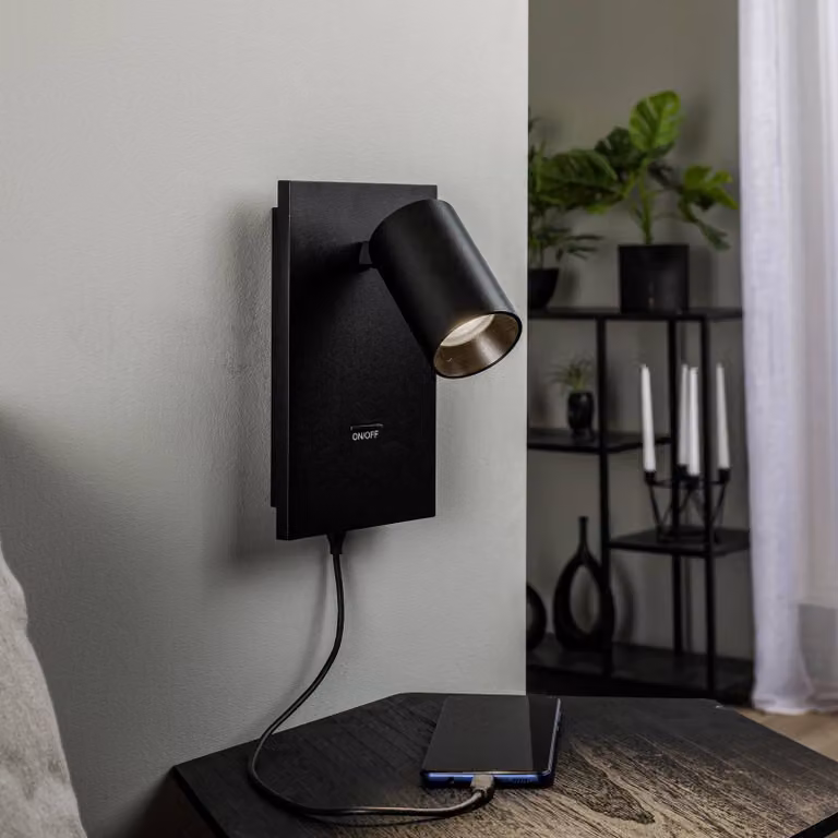 Arcchio Faretto Brinja, nero, metallo, USB-C, interruttore Brinja Arcchio, dimmerabile, Nero, Corridoio, Alluminio, Moderno, Faretto