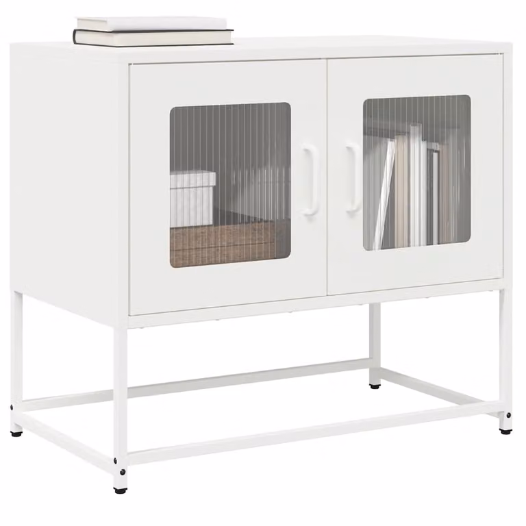Carrello TV mobile vidaXL in metallo bianco, design moderno, L 68 cm x P 39 cm x H 60,5 cm