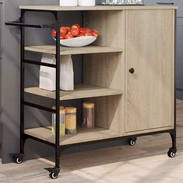 Carrello da Cucina-Scaffale per Cucina Rovere Sonoma 87,5x38,5x84,5 cm Multistrato
