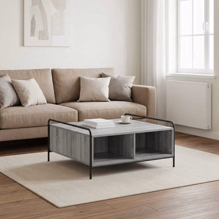 vidaXL Tavolino da salotto moderno in stile Sonoma grigio L 90 cm x P 90 cm x H 41 cm