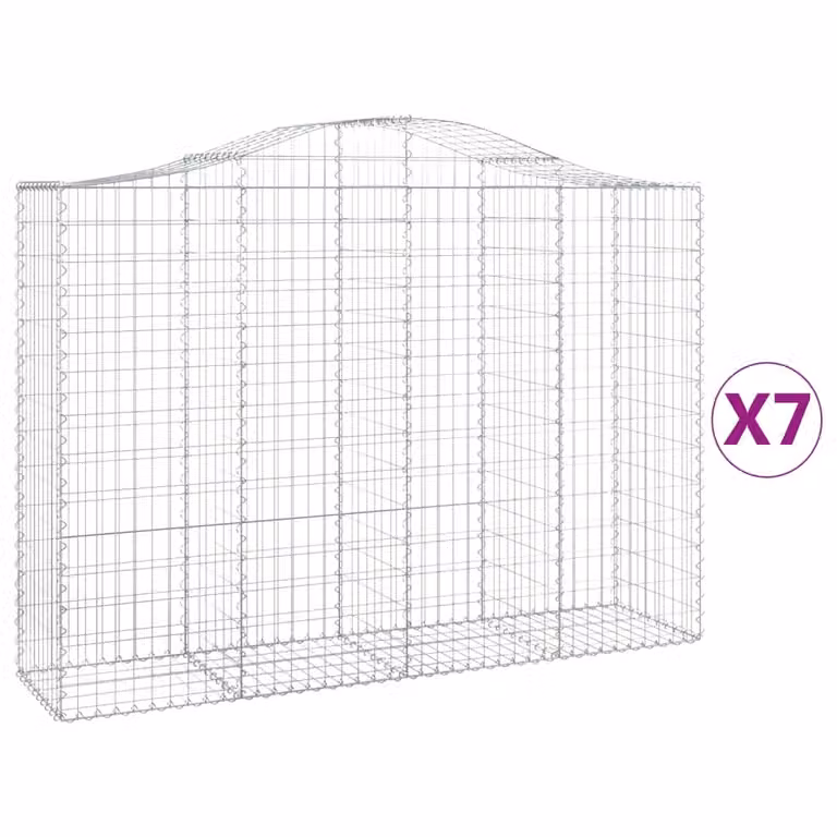 Cesti Gabbioni ad Arco 7 pz 200x50x140/160 cm Ferro Zincato