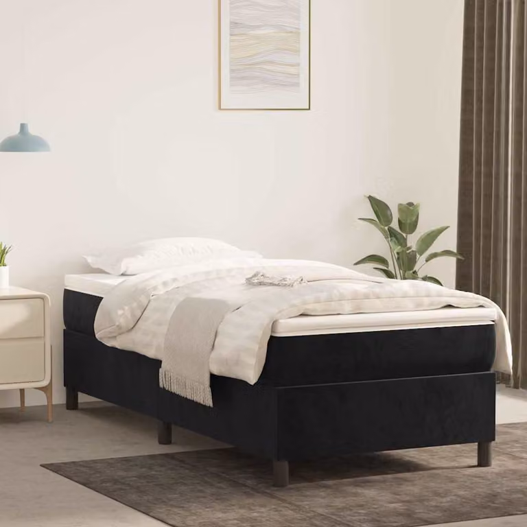 vidaXL Struttura Letto Imbottita in Velluto Nero con Doghe a Rete, L 90 x P 190 cm
