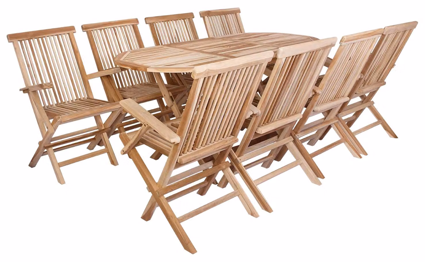 Set di mobili da giardino, 9 pezzi, in legno massello di teak naturale