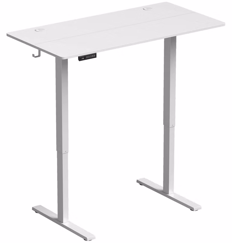 Scrivania Regolabile in Altezza Elettricamente 120x60x72-118 cm con Funzione Memoria in Legno e Acciaio Bianco