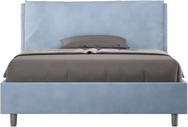 Letto matrimoniale francese con contenitore Antea Large Ityhome imbottito in microfibra azzurro L/P/H: 140 x 190 x 155 cm – 1