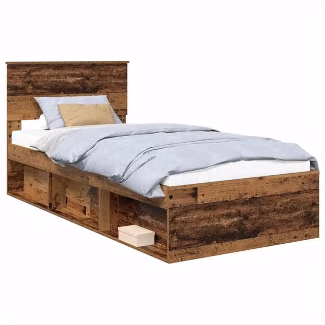 Letto singolo | Letto per adulti | Struttura del letto Legno vecchio 90 x 200 cm Legno multistrato
