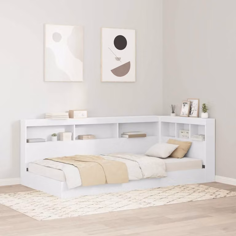 Testata letto con contenitore e porta USB vidaXL, Bianco lucido, L/P/H: 217.5 x 97.5 x 76.5 cm
